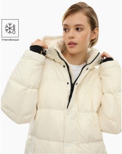 Молочный oversize пуховик с карманами Gloria jeans