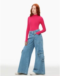 Голубые джинсы Wide leg Cargo с ремешками Gloria jeans