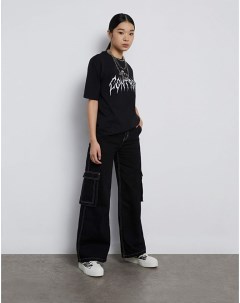 Чёрные джинсы Wide leg Cargo для девочки Gloria jeans