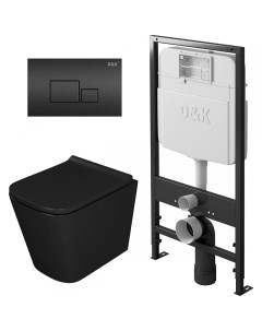 Комплект унитаза с инсталляцией Berlin DS1432502 Черный с сиденьем Микролифт и Черной клавишей смыва D&k