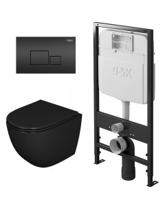 Комплект унитаза с инсталляцией Matrix DS1392502 Черный с сиденьем Микролифт и Черной клавишей смыва D&k
