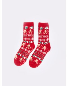 Тёплые вязаные носки с новогодним узором Zolla