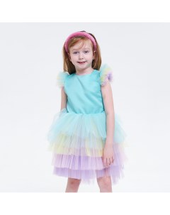 Мятное платье с разноцветной юбкой Белру