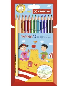 Набор карандашей цветных утолщенных Trio 12 цв точилка картонный футляр Stabilo