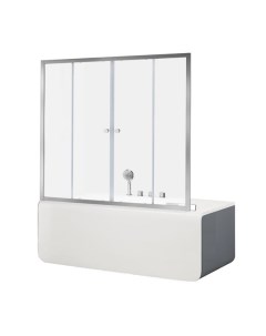 Шторка для ванны Alfa 5 150х140 прозрачное стекло Aquanet