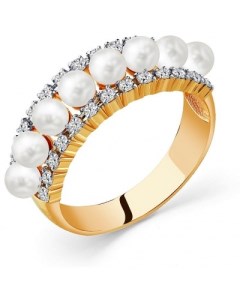 Кольцо с жемчугом и бриллиантами из красного золота Мастер бриллиант