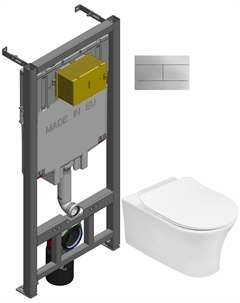 Унитаз с инсталляцией Aleo E21730RU-00 безободковый с крышкой микролифт и кнопкой смыва хром Jacob delafon