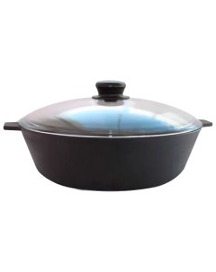 Сковорода 28 см чугун антипригарное покрытие черный с крышкой У8082 Камская посуда