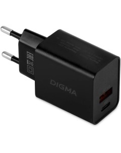 Сетевое зарядное устройство DGW2D 20 Вт USB USB type C Quick Charge PD 3А черный DGW2D0F110BK Digma