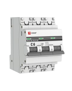 Автоматический выключатель PROxima ВА 47 63 3Р 6А тип C 4 5 кА 400 В на DIN рейку mcb4763 3 06C pro Ekf