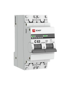 Автоматический выключатель PROxima ВА 47 63 2Р 63А тип C 4 5 кА 230 В на DIN рейку mcb4763 2 63C pro Ekf