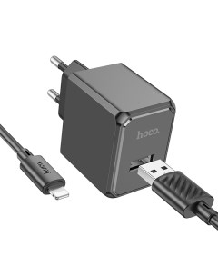 Сетевое зарядное устройство lightning usb 2xUSB 2 1 А черный Hoco