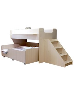 Детская кровать 7 с лестницей с ящиками дуб млечный Капризун