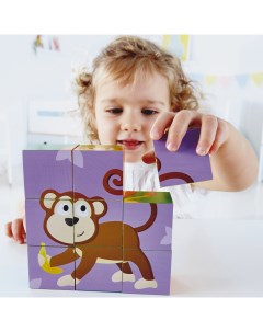 Развивающая игрушка Кубики пазлы Джунгли 6 вариантов картинок деревянные Hape