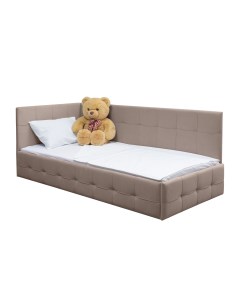 Кровать диван Банни с ящиком для хранения бежевая рогожка 200 90 М-стиль