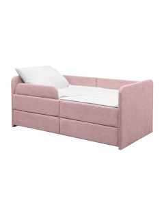 Кровать детская Смайл розовая с защитным бортиком и ящиками для хранения 1400 700 М-стиль