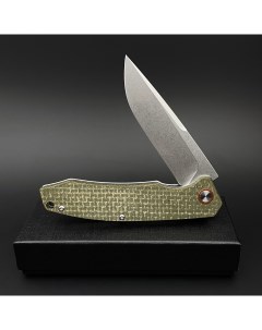 Нож складной повседневного ношения сталь D2 клинок 9 1см рукоять микарта цвет зеленый Nobrand
