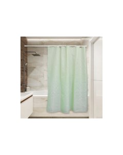 Штора для ванной тканевая 90 г м2 PE 406 зеленый сатин 180x180 см Сантис