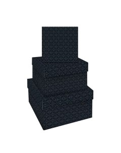 Набор квадратныx коробок 3в1 Pattern on black 19 5x19 5x11 15 5x15 5x9см Meshu