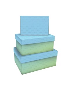 Набор прямоугольныx коробок 3в1 Green blue gradient 19x12x7 5 15x10x5см Meshu