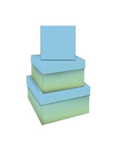 Набор квадратныx коробок 3в1 Green blue gradient 19 5x19 5x11 15 5x15 5x9см Meshu