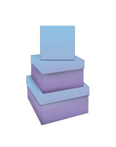 Набор квадратныx коробок 3в1 Purple blue gradient 19 5x19 5x11 15 5x15 5x9см Meshu