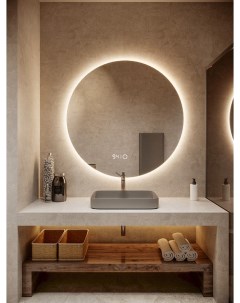 Зеркало круглое D50 с нейтральной LED подсветкой и часами Slavio maluchini