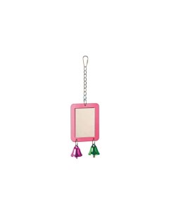 Игрушка для птиц Зеркало с колокольчиками розовое пластик 27 5х6 5х2 5 см Skyrus