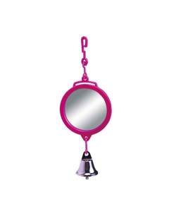 Игрушка для птиц Зеркало с колокольчиком розовое пластик 11х8 см Skyrus