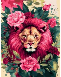 Картина по номерам Лев с розовой гривой GX45740 холст на подрамнике 40х50 см Paintboy
