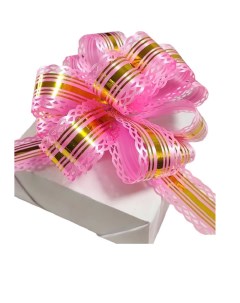 Бант шар с золотыми полосками МС 3848 РОЗ подарочный с тиснением розовый Nobrand