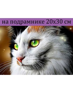 Алмазная мозаика SZX727 кошка на подрамнике 20х30 Nobrand
