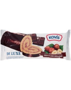 Бисквитный рулет глазированный шоколадной глазурью с шоколадно ореховым кремом 200 г Kovis
