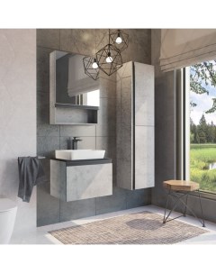 Мебель для ванной Эдинбург 60 столешница черная бетон светлый раковина 9055RA 50 Comforty