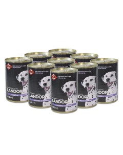 Полнорационный консервированный влажный корм для собак всех пород Индейка с черникой 400 г упаковка  Landor
