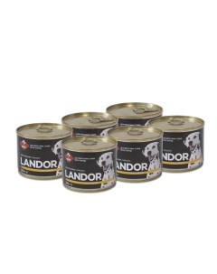 Полнорационный консервированный влажный корм для собак всех пород Гусь с киноа 200 г упаковка 6 шт Landor