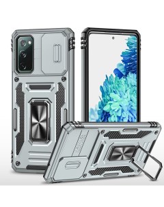 Чехол Safe Case с кольцом и защитой камеры для Samsung Galaxy S20 FE серый Black panther