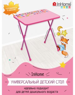 Детский стол СТИ для возраста 3 7 лет с алфавитом розовый Inhome