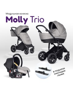 Коляска детская MT 3 в 1 Модульная для новорожденных Molly Trio cерый Farfello