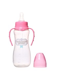 Бутылочка для кормления Любимая доченька приталенная с ручками 250 мл 0 розовый Mum&baby