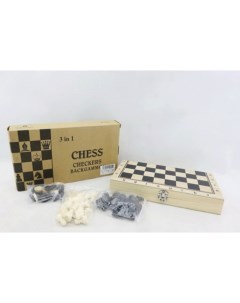 Настольная игра 3 в 1 шашки шахматы нарды арт W7731 Nobrand