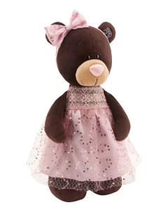Мягкая игрушка Медведь Milk стоячая в платье с блёстками 35 см коричневы Orange toys