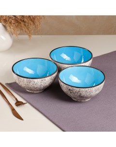 Набор посуды Салатный керамика синий 3 предмета d 15 см 700 мл Иран Nobrand
