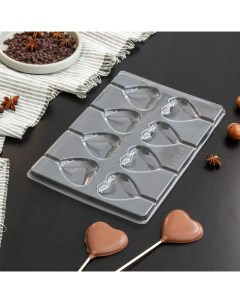 Форма для шоколада и конфет Сердце 27 2x18 2 см 8 ячеек цвет прозрачный Nobrand