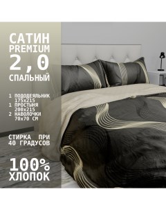 Комплект постельного белья Сатин Premium СП 251 2 спальный с евро простыней Alleri
