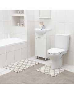 Набор ковриков для ванны AntiSlip 2 шт 50x80 см 50x50 см 100 хлопок цвет белый Nobrand
