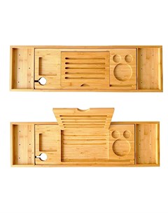 Деревянный столик подставка в ванную раздвижная полка Pvhome