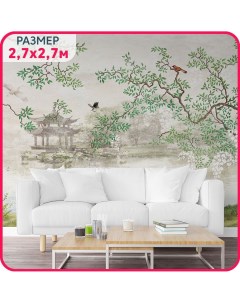 Фотообои на стену флизелиновые Японский сад в спальню в гостиную или на кухню 270x270 см Mobi decor