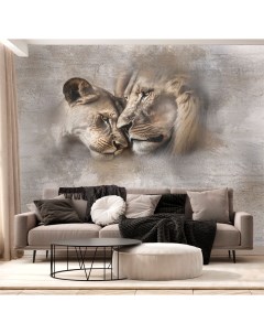 Фотообои с животными Лев и львица в стиле гранж 300х270 см Dekor vinil