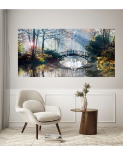 Фотообои с природой Парк с мостом и лебедями 100х200 см Dekor vinil
